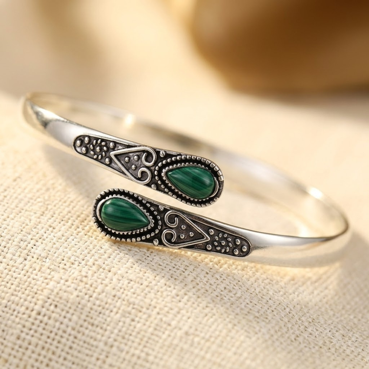 Pulseira Vintage de Prata e Esmeralda