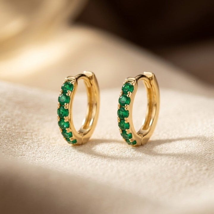 Brincos de Argola em Ouro com Esmeralda