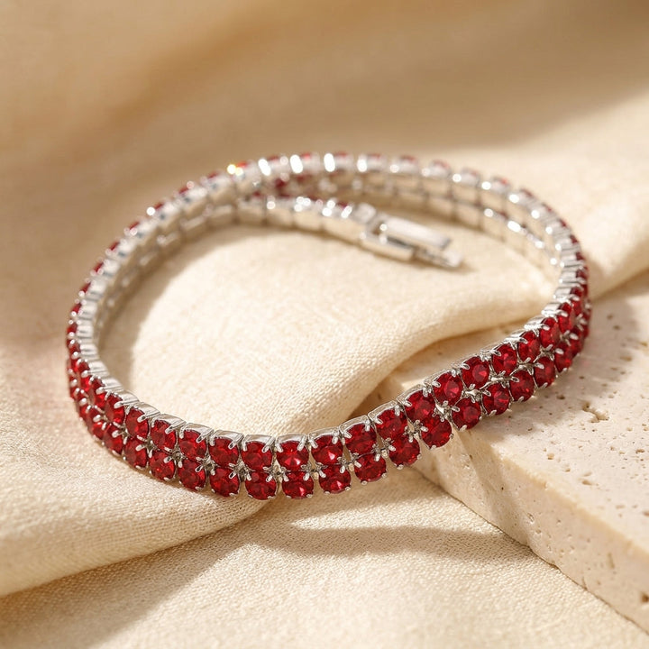 Pulseira de Ténis de Rubi Prateado
