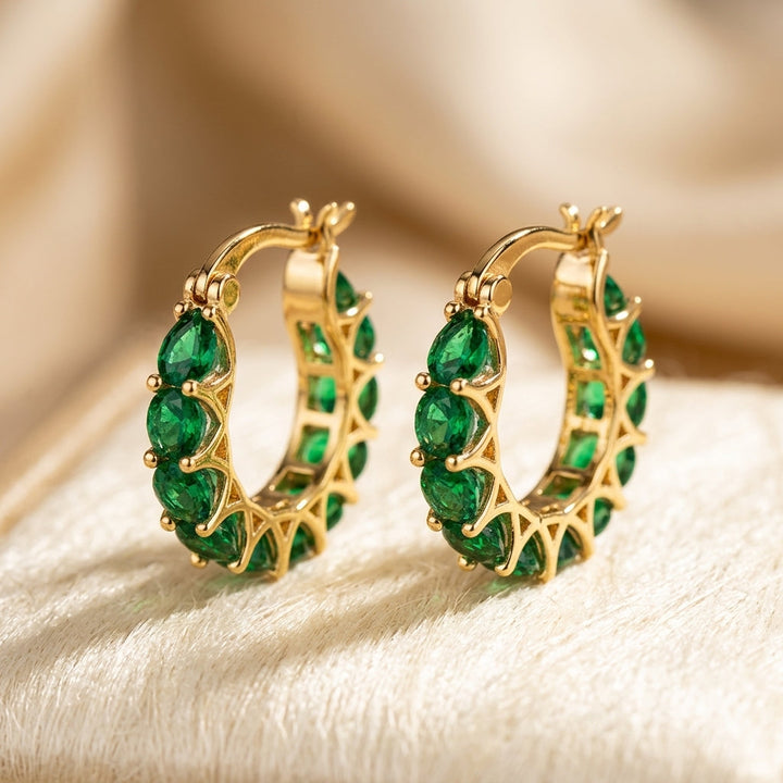 Brincos de Argola em Ouro e Esmeralda