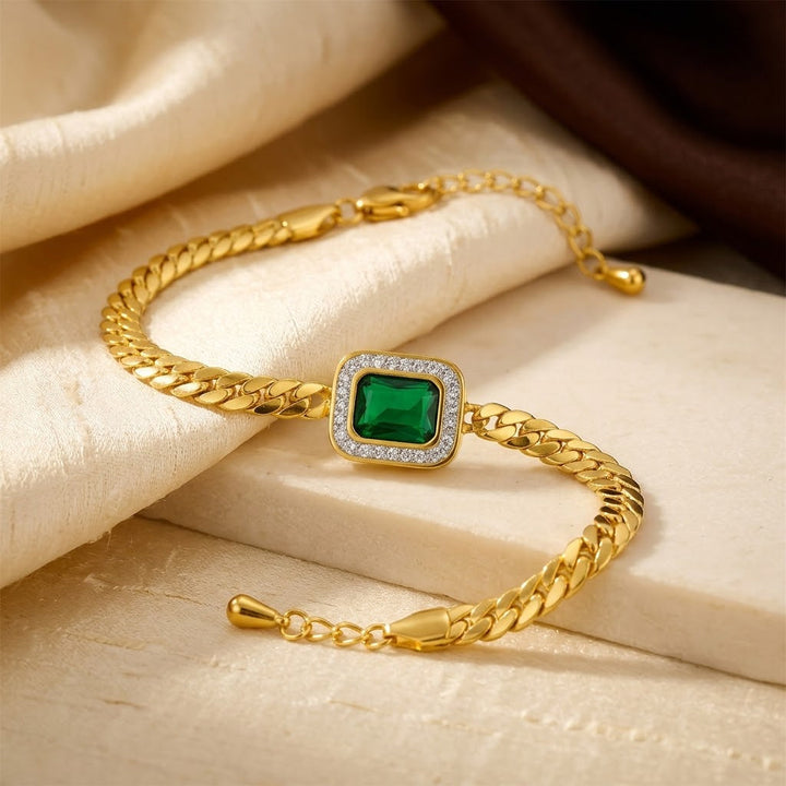 Pulseira de Cadeia de Ouro Esmeralda