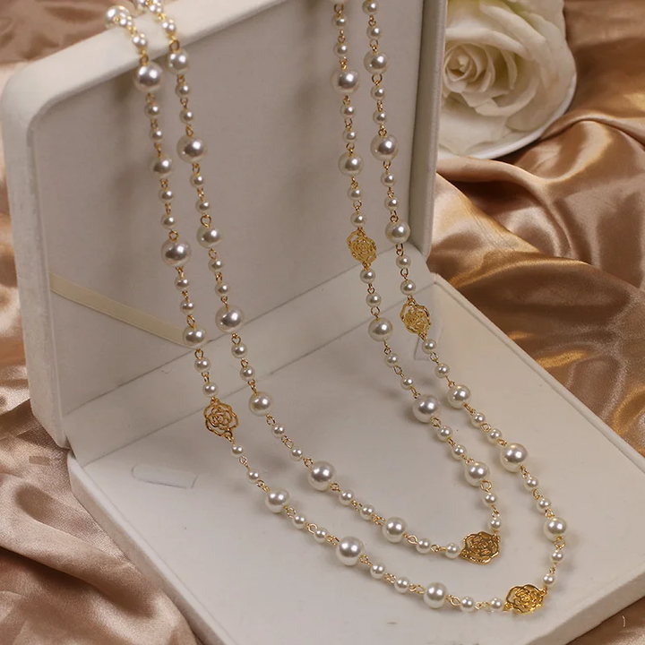 Colar de Pérola Dourada Elegante