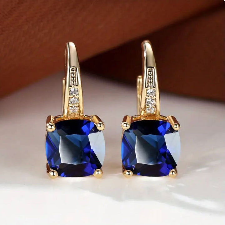 Brincos de Argola com Pedra Safira Mística