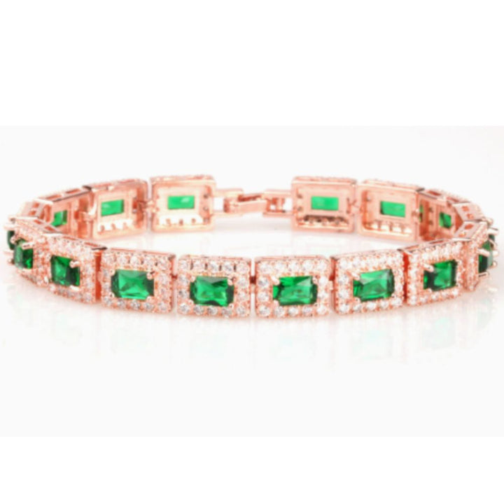 Pulseira de Ouro com Declaração Verde Esmeralda